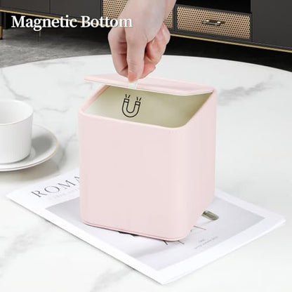 PU Leather Tissue Box Cover Square Tissue Box Holder, Pink | Magnetic Closure, Rounded Edges, Fits All Standard Cube Tissue Boxes, Decorative Tissue Holder for Living Room Bedroom Office