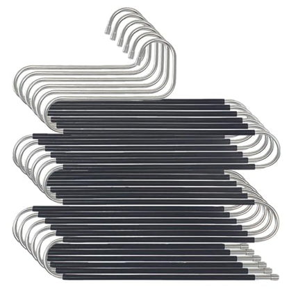 6 Pack Pant Hangers Space Saving,S-Type Non-Slip Stainless Steel Clothes Pants Hangers Closet Organizers and Storage, Closet Organizer Hanger Organizer for Scarf Jeans Trousers Towels Leggings