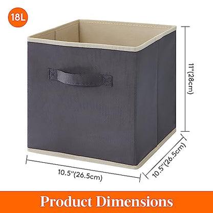 Lifewit Storage Cubes, 11 Inch Organizer Bins, 18L Gray, 12 Packs | Foldable Decorative Fabric Storage Baskets for Organizing Home Organizers with Handles for Shelves, Closet