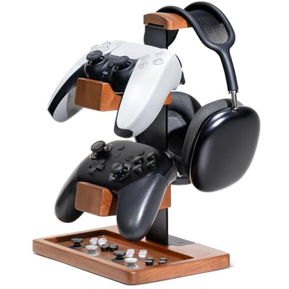 Solid Wood Controller Holder and Headphone Stand, Controller Stand for Desk