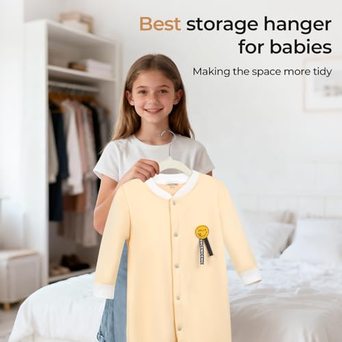 GoodtoU Velvet Baby Clothes Hangers 50 Pack 11.8 Inch Beige | Non-slip notched shoulder,anti-mark solid structure, space-saving design for baby, toddler, kids & children