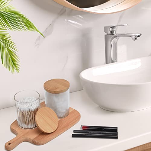 BKYFPQ 2 Pack Glass Qtip Holder Dispenser for Cotton Ball,Swab,Pads,Floss | Apothecary Jars with Lids,Vanity Makeup Organizer and Bathroom Canister Storage Organizer