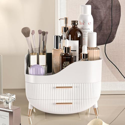 Pajiriona Makeup Organizer with Drawers,Skincare Organizer for Vanity,Storage Box with Handle,Large Cosmetic Display Case for Dresser, Bathroom Countertop