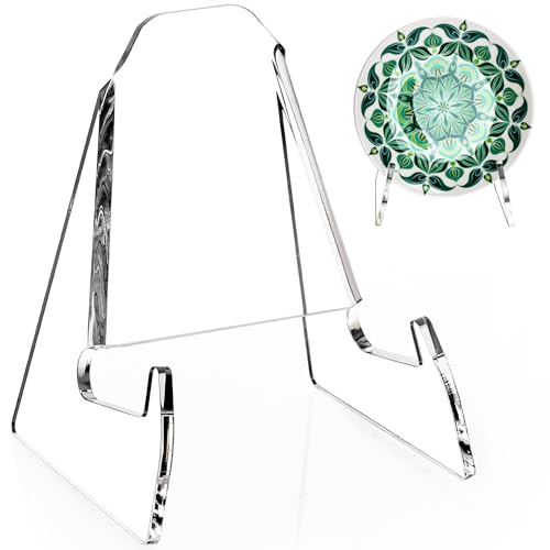 Plate Stand for Display,2 Pack Plate Holder Displa... (Transparent | Acrylic)