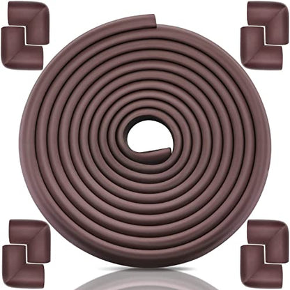 Baby Proofing Edge Corner Protectors, 20.5FT Furniture Table Bumper Guards | Soft thick rubber foam bumper, 18.1ft edge strips + 8 corner guards, 3M pre-taped for table, cabinet & wall sharp corners