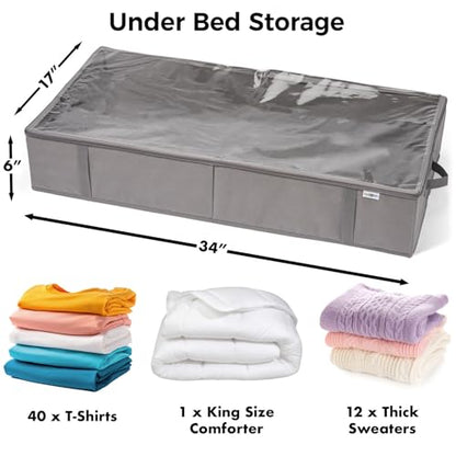 StorageExpert Closet Organizers and Storage - Maximize Space with Under Bed Storage Containers & Clothes Storage - Ideal Closet Organizer, Toy Storage Organizer & Underbed Storage (Grey, 4 Pack)