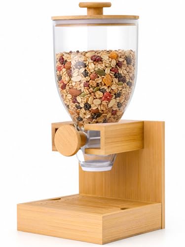 Bamboo Cereal Dispenser Countertop, 2L Airtight Si... (wood)