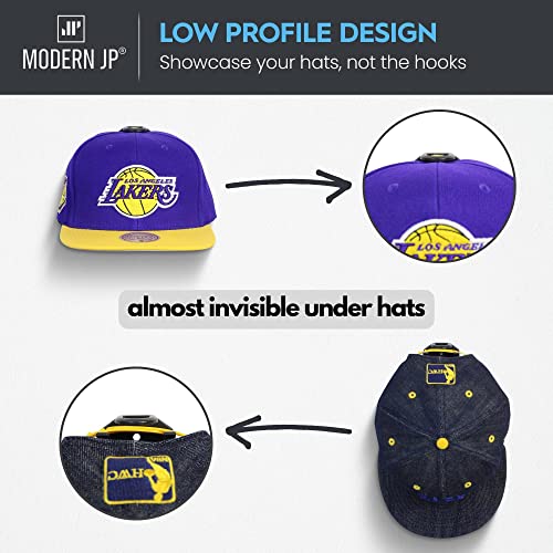 Adhesive Hat Hooks for Wall (16-Pack) - Hat Rack for Baseball Caps, Minimalist Hat Display, Strong Hold Hat Hangers for Wall - USA Patented, Black