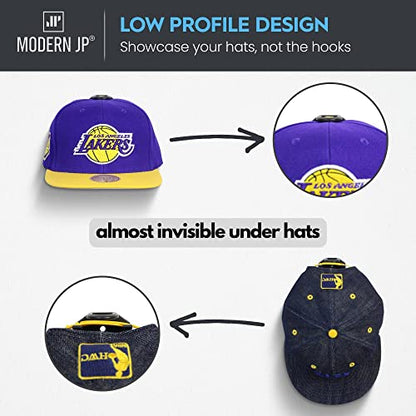Adhesive Hat Hooks for Wall (16-Pack) - Hat Rack for Baseball Caps, Minimalist Hat Display, Strong Hold Hat Hangers for Wall - USA Patented, Black