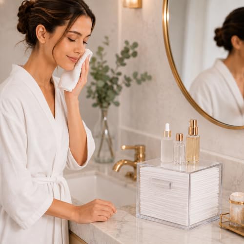 ForPro Pure & Simple XL Facial Towel Acrylic Holder with Drawer, Disposable | for Salon, Spa & Gym Use, Hand Towels, Bleach-Safe Salon Towels, Absorbent Spa Towels, Barber Towels, Salon & Spa Essentials