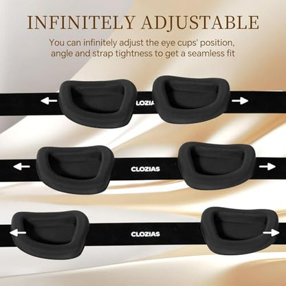 CLOZIA Sleep Mask for Sleeping, 3D Deep Eye Cups Blackout Eye Mask | 0.6" Deep Eye Cups for Lash Extensions & Side Sleepers, Soft Memory Foam, Adjustable Fit for Travel, Shift Work & Naps