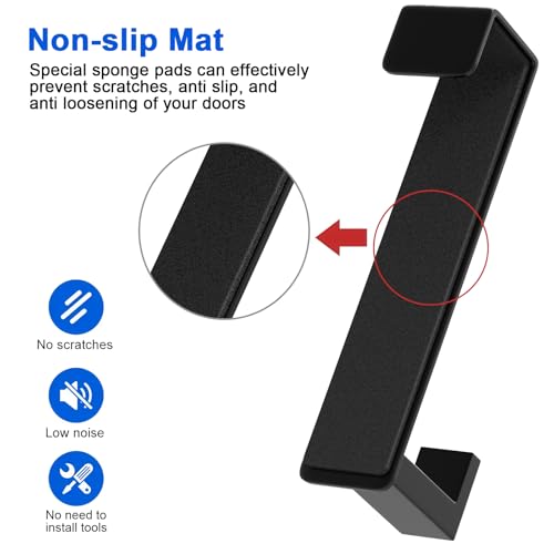 2-Pack Over The Door Hooks - Rustproof Stainless Steel Door Hangers Fits for 1-3/4 Inch Thick Doors, Non-Marking and Tool-Free Easy Install (Black, L Shape)
