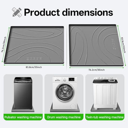 Washing Machine Drain Pan Silicone mat – 30x33 Inch Non-Slip Waterproof Washer Drip Tray, Anti-Vibration Soft Mat for Under Dryer or Washer, Floor Leak Protector for Laundry Room