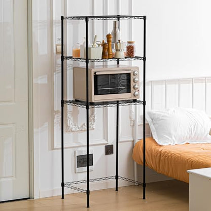 Yaocom Mini Dorm Fridge Shelf Stand with Storage, Over Mini Fridge and Microwave Stand ,Carbon Steel Adjustable Refrigerator Storage Organizer for Dorm Room Apartment Kitchen(Black,3 Layer)