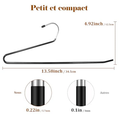 Open Ended Pants Hangers,30-Pack Clothes Hangers Space Saving, Non-Slip Black Metal Hangers, Space Saving Design for Jeans,Slacks,Scarf (Black)