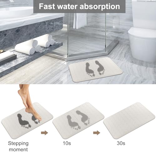 JUERLEN 2 Pack Diatomaceous Earth Shower Mat, Stone Bath Mat, Nonslip Super Absorbent Fast-Drying Hard Bath Mat for Bathroom Shower Floor, 24 x 16 inch, Grey and White Arrow Design