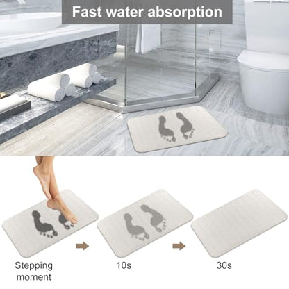 JUERLEN 2 Pack Diatomaceous Earth Shower Mat, Stone Bath Mat, Nonslip Super Absorbent Fast-Drying Hard Bath Mat for Bathroom Shower Floor, 24 x 16 inch, Grey and White Arrow Design