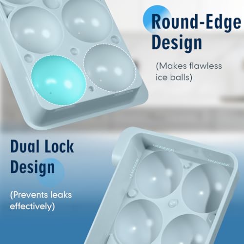 Large Ice Ball Maker Mold, 2.5" Round Ice Cube Mold for Whiskey Bourbon Cocktail, 8 Balls, Sphere Ice Mold, Big Ice Cube Tray with Container and Tongs, Easy to Fill & Release