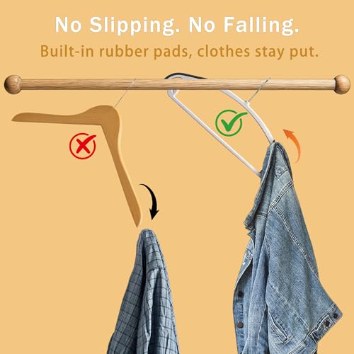 36 Pack Non-Slip Plastic Clothes Hangers with Rubber Pad for Coats | Plastic material, slim profile, 360° swivel metal hook, heavy duty, Closet/laundry use, for Coat, Suit, Shirt, Pant, Dress