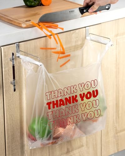 Trash Bag Holder Rack, Over Cabinet Door Garbage Bag Storage Organizer, Stainless Steel, 5.5 Inches