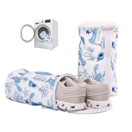 Shoe Washing Machine Bags (2-Pack) – Laundry Bag for Sneakers, Protect Shoes & Washer, Durable Thick Chenille, Reinforced Zipper, Includes Sneaker Brush – Bluehome