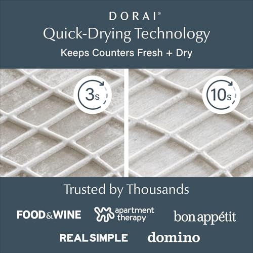 Dorai Home Dish Pad - Collapsable Stone Dish Drying Mat with Diatomaceous Earth for Quick Drying - Ultra Absorbent - Encased in Silicone - Eco-Friendly, Foldable - Original 19.9"x15.2" Sandstone