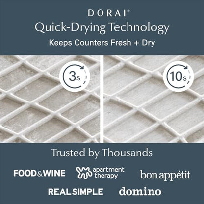 Dorai Home Dish Pad - Collapsable Stone Dish Drying Mat with Diatomaceous Earth for Quick Drying - Ultra Absorbent - Encased in Silicone - Eco-Friendly, Foldable - Original 19.9"x15.2" Sandstone