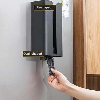 Uiifan 2 Pcs Magnetic Suction Plastic Bag Holder Wall Mount Plastic Grocery Bag Organizer Wide Opening Dispenser Fingerprint Resistant Smudge Proof Saver for Pantry, Black