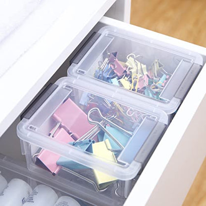 Citylife 0.53 QT 10 Packs Small Storage Bins Plastic Storage Container Stackable Box with Lids for Organizing, Clear White | Plastic Box for Beads, Buttons, Sewing Supplies, Office Supplies and Small Toys
