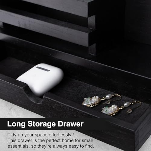 Key Holder Wall Mount, Mail Holder with Storage Drawer and 5 Key Hooks for Coat, Dog Leash, Home Decor Rack, House Accessories, Entry Way Organizer