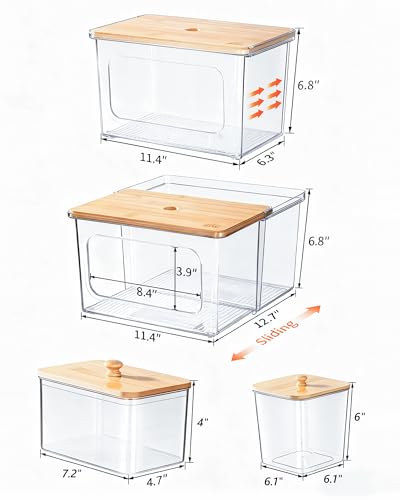 iCASA Trash Bag Dispenser Dishwasher Pods Container Under Sink Organizer | 5 in 1 Stackable Trash Bag Holder Garbage Bag Dispenser for 13/30/33 Gallon Bags, Clear Storage Bins Laundry Pods Container