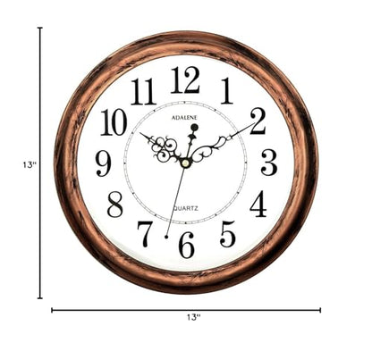 Adalene 13-Inch Decorative Wall Clock Silent Non-Ticking - Vintage Retro Rustic Battery Operated Kitchen Wall Clock - Large Wall Clocks for Living Room Décor, Office, Bathroom