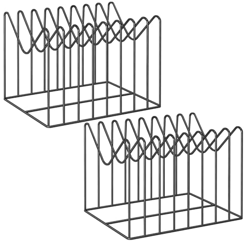 2 Sets Wire File Organizer for Desk,File Folder Ho... (Black | Alloy Steel)