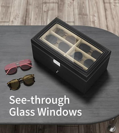 NEWLOOP Sunglasses Organizer Multiple Pairs of Glasses Display Case Sunglass Hard Shell Storage Box for Women Men 12/16 Slots