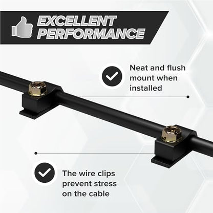 THE CIMPLE CO Single Cable Clips with Screws - 1/4 Inch Coaxial Cable Clamps Outdoor - Exterior Cord Management for Coax, CAT Ethernet, Electrical Wire - Screw Clamps for Wires - 100 PCS, Black