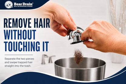 Bathtub Separating Hair Catcher for Drain – Patented No-Touch Two-Piece Hair Strainer, Prevents Clogs, Easy Clean Hair Removal, Fits Standard Tub Drains, Lightweight Design Chrome-Finish