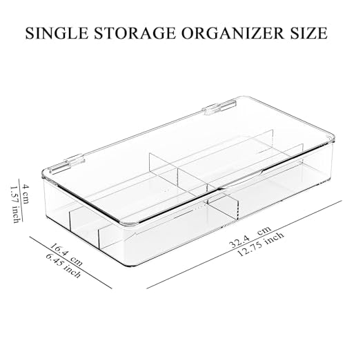 Acrylic Eyeglass Organizer, Stackable Sunglasses Case Storage Organizer with Lid - 2 Pack