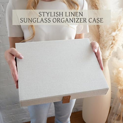 ZICOTO Beautiful Sunglass Storage Organizer For 8 Pairs - Stylish Case/Holder Displays Your Glasses And Protects From Dust
