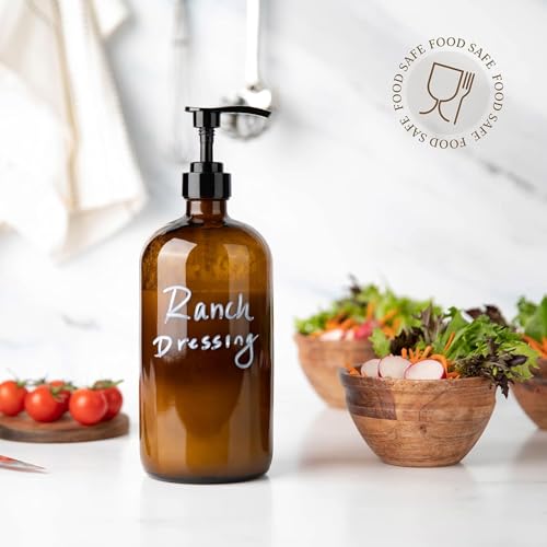 32 Ounce Glass Large Soap Dispenser - Refillable Shampoo and Conditioner Bottle with Pump for Shower and Bath - 1 Liter Shower Bottle- by Kitchentoolz