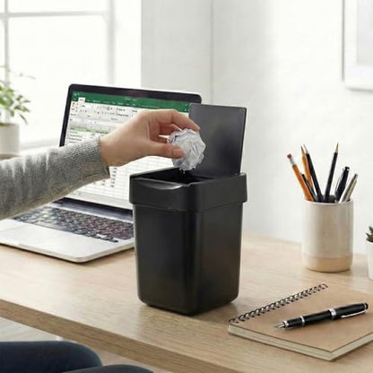 carrotez Coffee Bar Mini Trash Can, 0.5 Gal / 2L - Black | Countertop Waste Bin for Coffee Pods, Tea Bags, Desk, Vanity