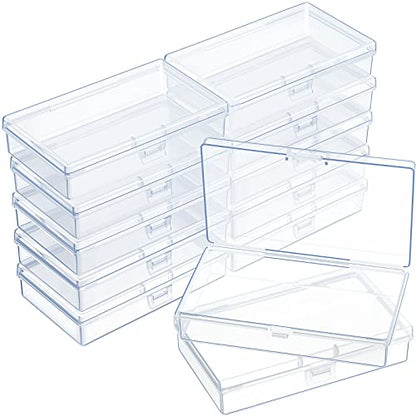 12 Pack Clear Plastic Beads Storage Containers Box with Hinged Lid for Beads and More (5.2 x 3.03 x 1.18 Inch)