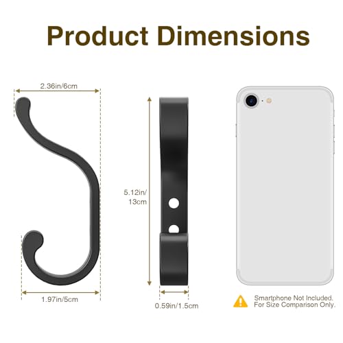 bussdis Coat Hanger Wall Mount 8-Pack - Wall Hooks for Hanging Heavy Duty | Large Coat Hangers Holds 30LB, Metal Screw-In Hooks for Door, Closet, Bathroom, Clothes, Purse, Bag, Jacket, Robe