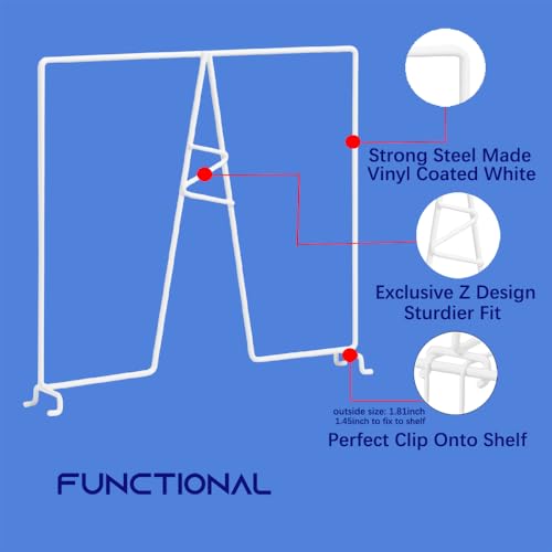 Wire Shelf Dividers, White, 12" Deep, 12" Height, 8 Pack | Closet Organization & Storage Organizer, No Tool Installation, Metal Shelf Accessories