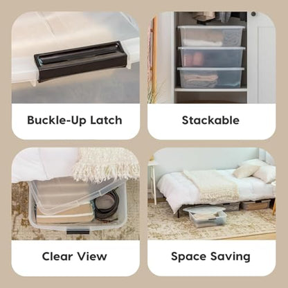 IRIS USA 3-Pack, 33 Qt. Under Bed Storage Bin with Lids, Clear | Store seasonal clothing, shoes, blankets, linens and household essentials neatly under beds to maximize storage space