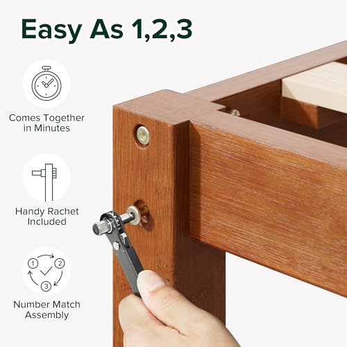Zinus Leah Bamboo Platform Bed Frame with Headboard, Easy Assembly, Queen