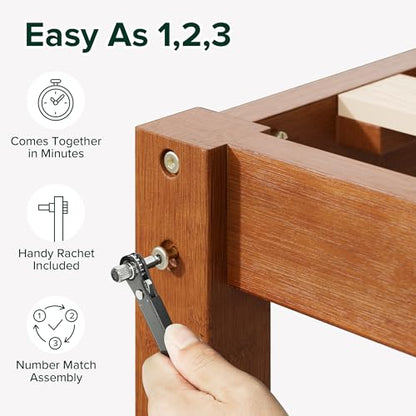 Zinus Leah Bamboo Platform Bed Frame with Headboard, Easy Assembly, Queen