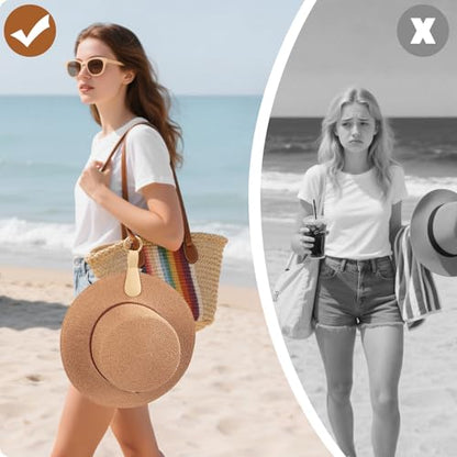 Magnetic Hat Clip for Travel, Silicone Hat Holder for Bag & Beach | Strong Magnet Carrier for Tote, Hand Free Hat Purse Hook for Vacation Essential Accessory, Stylish Hat Hanger as Gift Idea