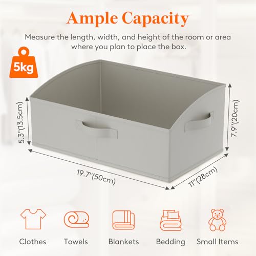 Lifewit Extra Large Trapezoid Closet Storage Bins for Shelf, 6 Packs Non-woven Closet Organizer Baskets with Handles, Foldable Clothes Containers Boxes for Clothing, Book, Purse, 23L, Light Gray
