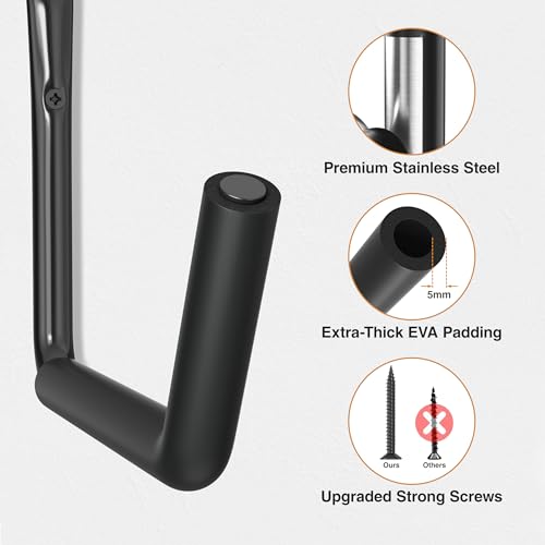 niffgaff Heavy Duty Garage Storage Hooks - 120 LB Capacity Wall Mounted Rack for Kayaks, Ladders, and Bikes