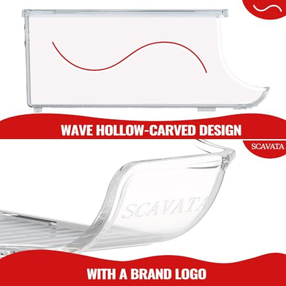 SCAVATA 2 Pack Stackable Refrigerator Organizer, Soda Can Dispenser Pop Cans Container Beverage Holder with Lid for Fridge, Freezer, Kitchen, Clear Plastic Storage Bins-Holds 10 Cans Each